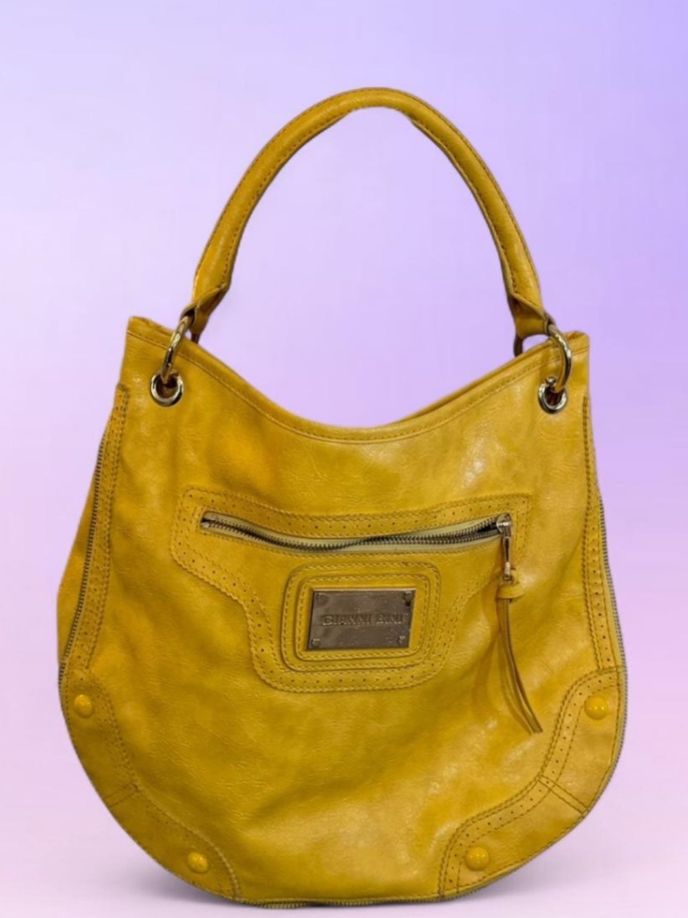Gianni Bini Mustard Yellow Leather Shoulder Bag
